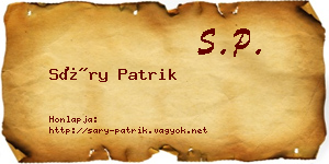 Sáry Patrik névjegykártya
