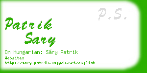 patrik sary business card